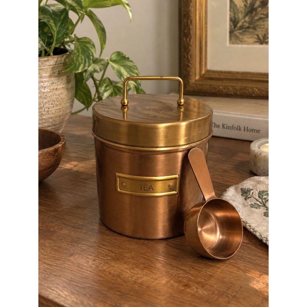 Copper Tea Canister With Scoop